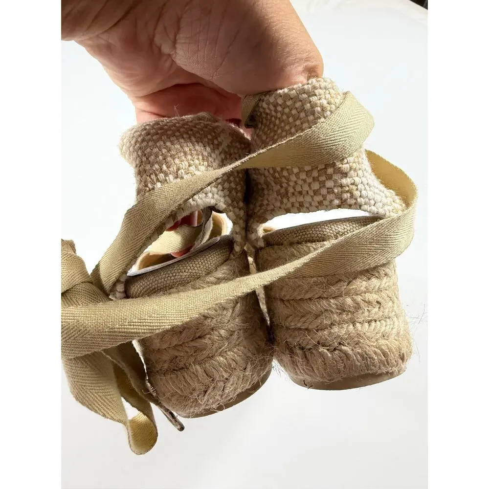 Castañer Carina Canvas Low Wedge Espadrilles Beige EU 39 US 8 / 8.5